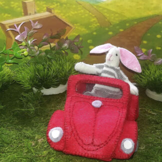 Conejo coche rojo